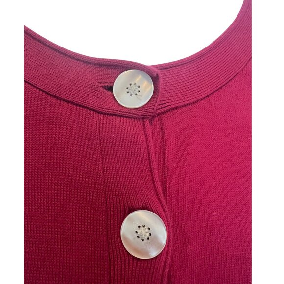 J. Jill Petite M Dark Ruby Red Button Front Stretch Cardigan Sweater - Picture 6 of 8